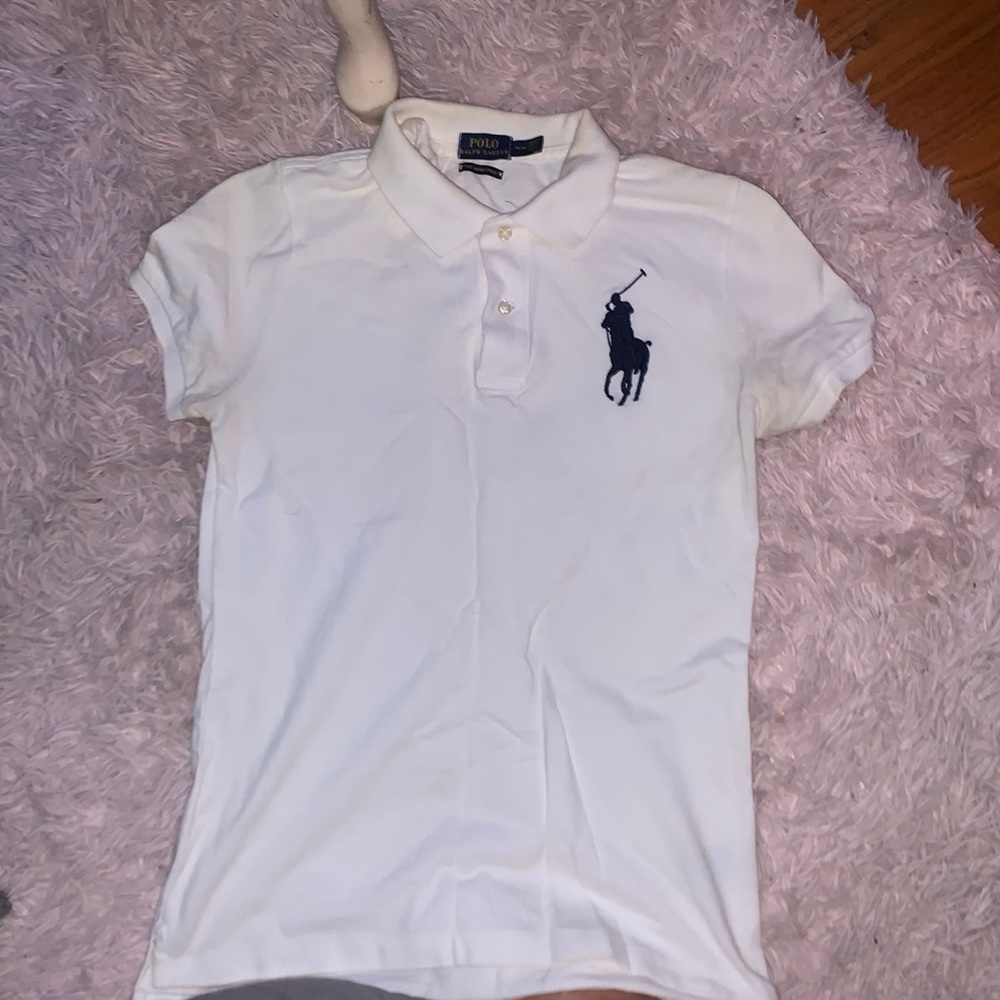 White ralph lauren polo with big logo (navy blue)